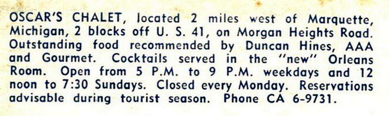 Oscars Chalet - Vintage Postcard (newer photo)